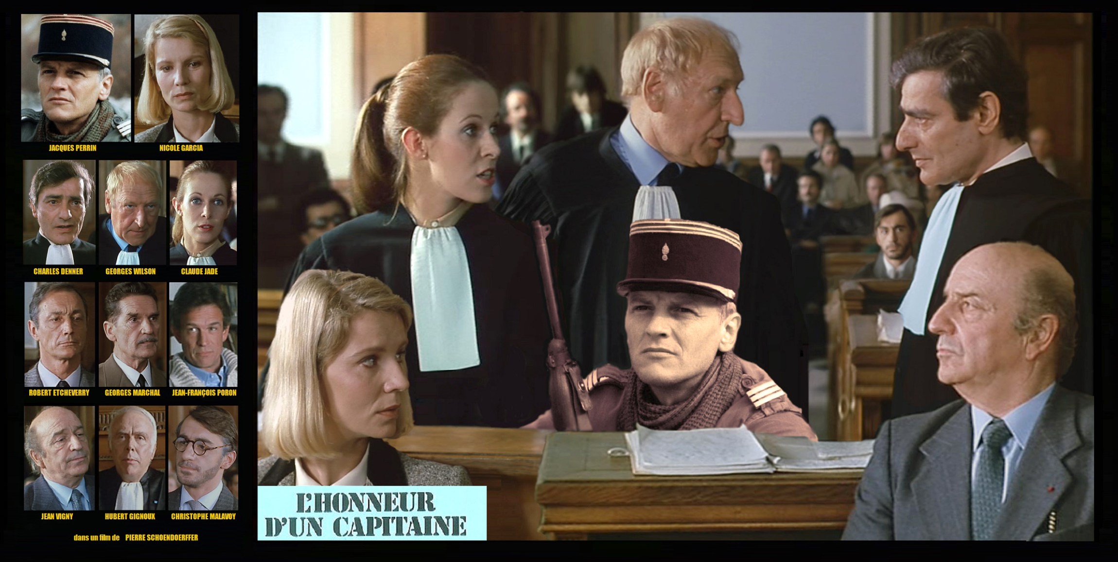 Honneur d'un capitaine, film de guerre, film de procés, Pierre Schoendoerffer, 1982, Nicole Garcia, Jacques Perrin, Charles Denner, Georges Wilson, Claude Jade, Robert Etcheverry, Georges Marchal, Hubert Gignoux, Jean-Francois Poron, Christophe Malavoy, Jean Vigny