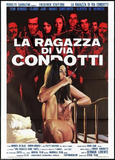 La ragazza di via Condotti, La chica de via condotti, Meurtres à Rome, le crime de la via condotti, German Lorente, Frederick Stafford, Femi Benussi, Claude Jade, Alberto de Mendoza, Michel Constantin, patty Shepard, Simon Andreu, Manuel de Blas, film, German Lorente
