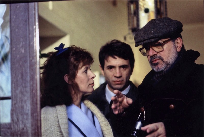 Claude Jade, Roger Mirmont, Charles Bitsch, tournage "V comme Vengeance: Le bonheur des autres"